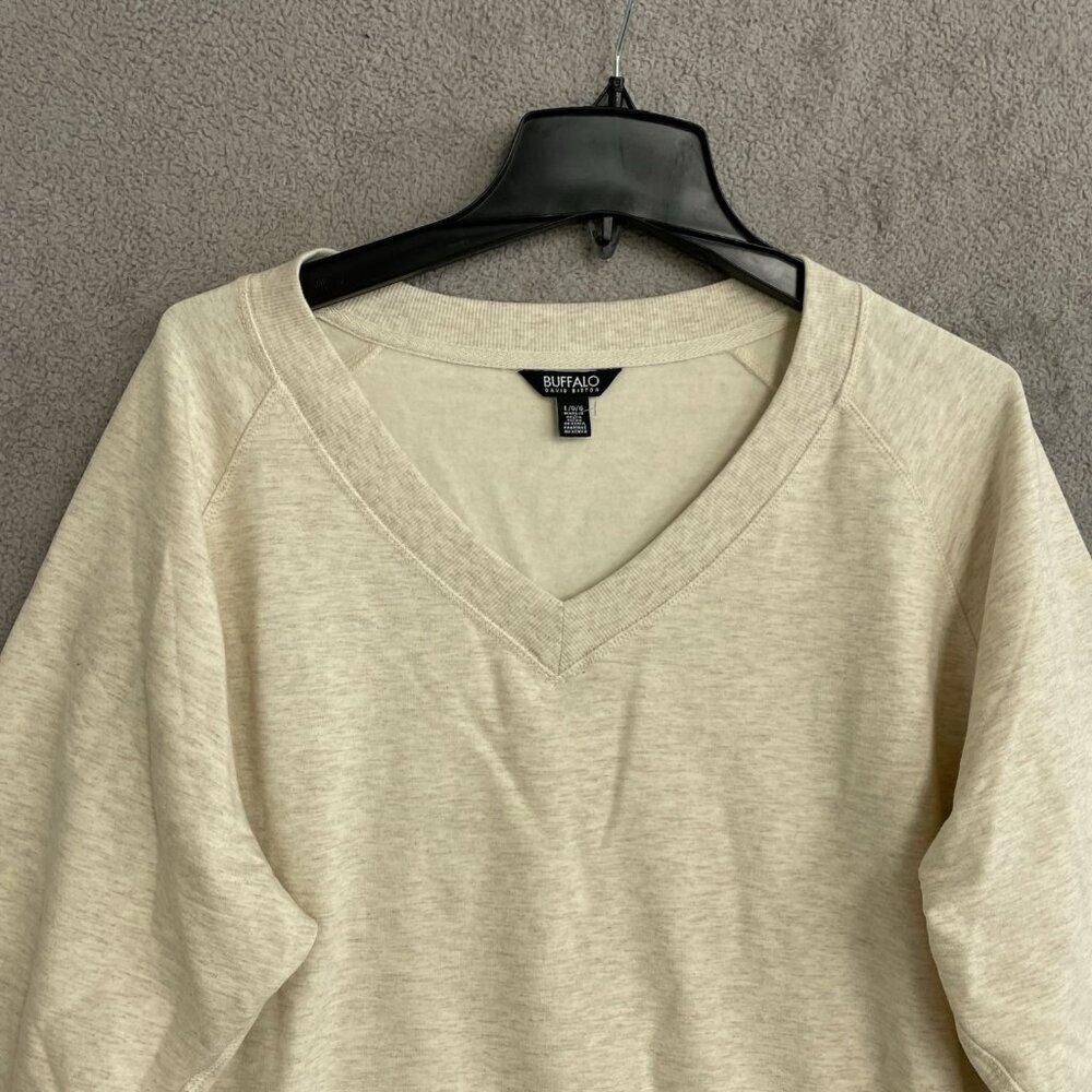 Buffalo David Bitton Women's L Beige V-Neck Long Sleeve Pullover Top L1213 - Picture 9 of 10